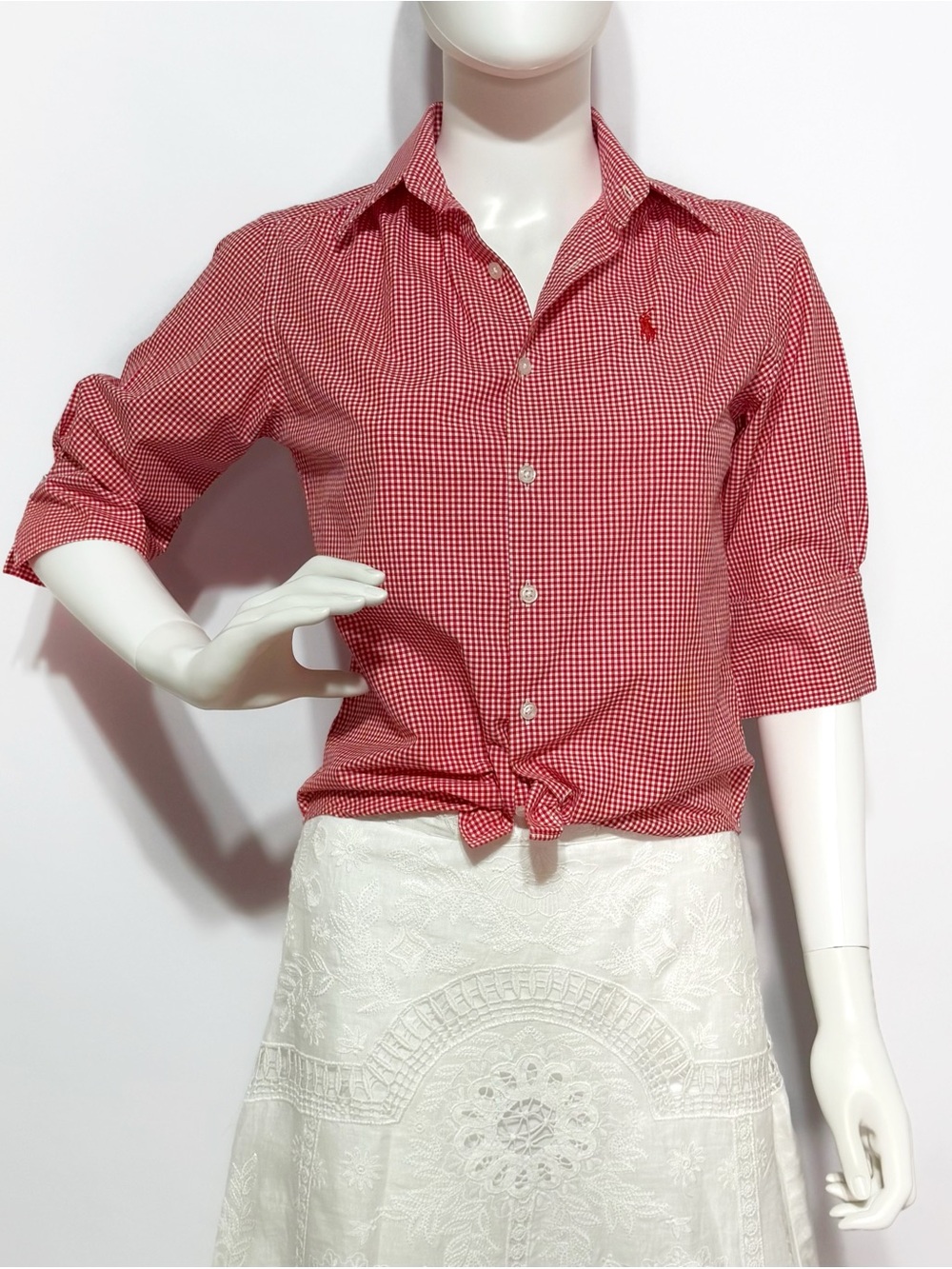 VTG Polo Ralph Lauren red gingham button down shirt | Size 6